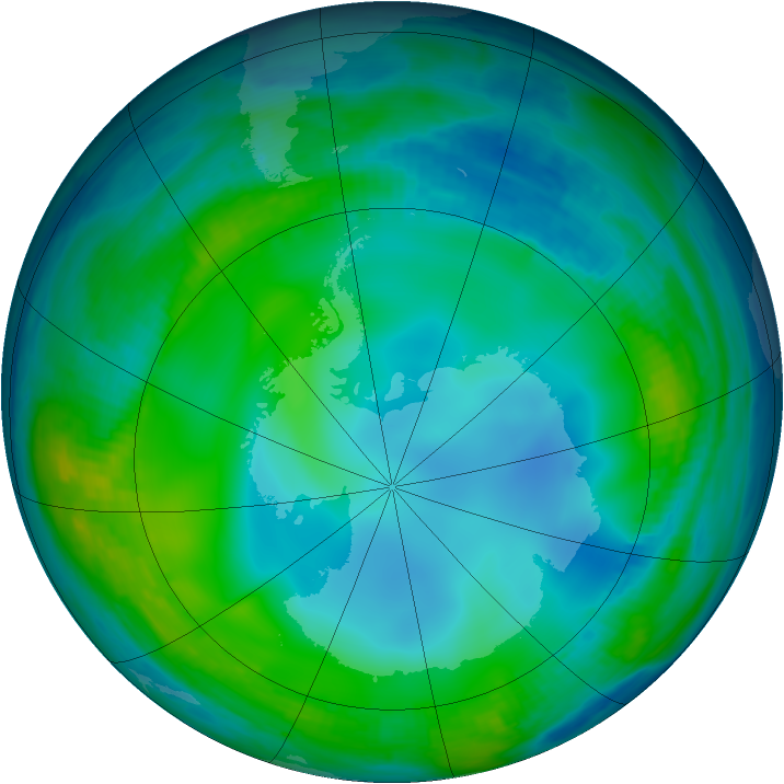 Antarctic ozone map for 11 June 1999